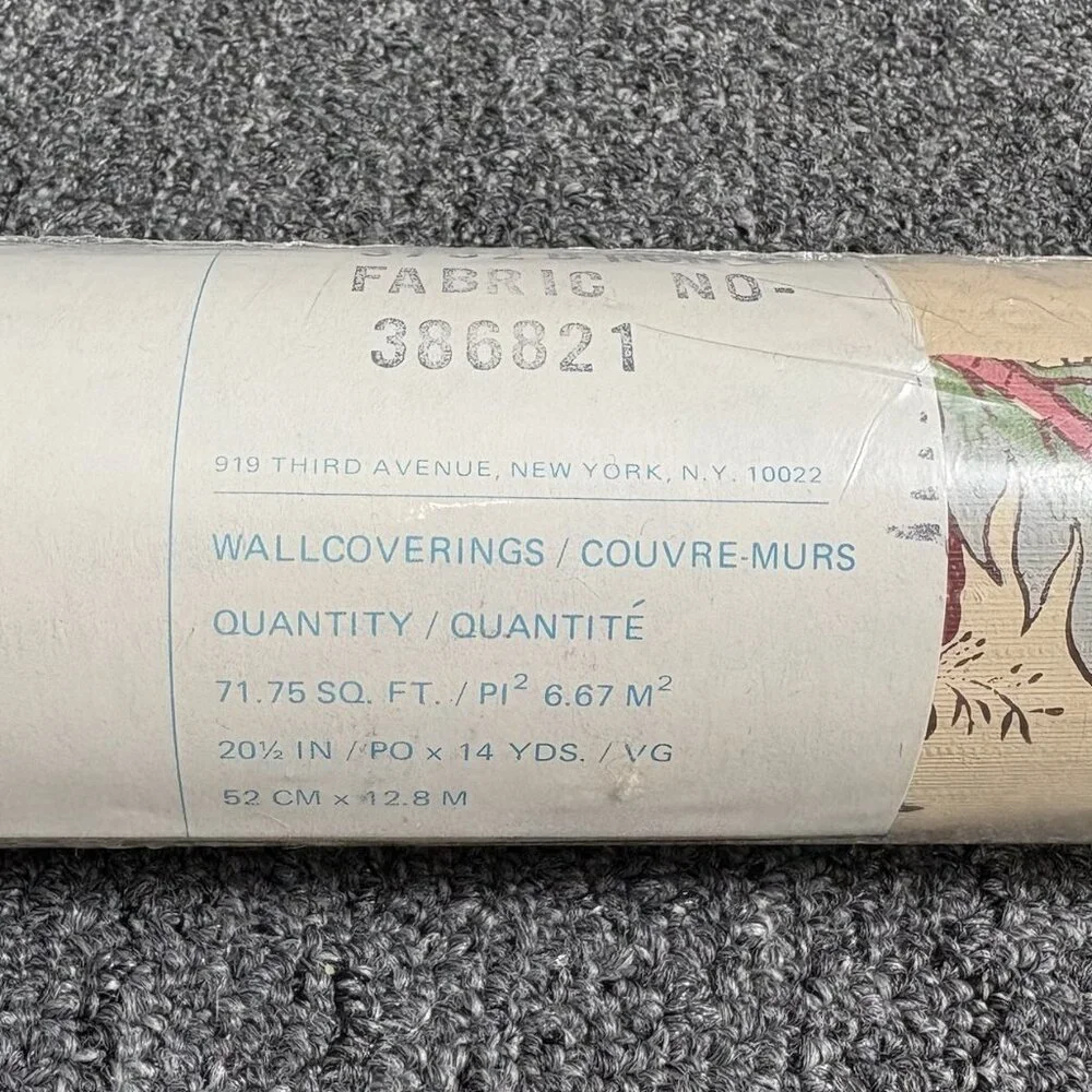 Vintage WAVERLY Beige/Multicolor Floral Print Wallpaper, 2 Rolls, Style #386821